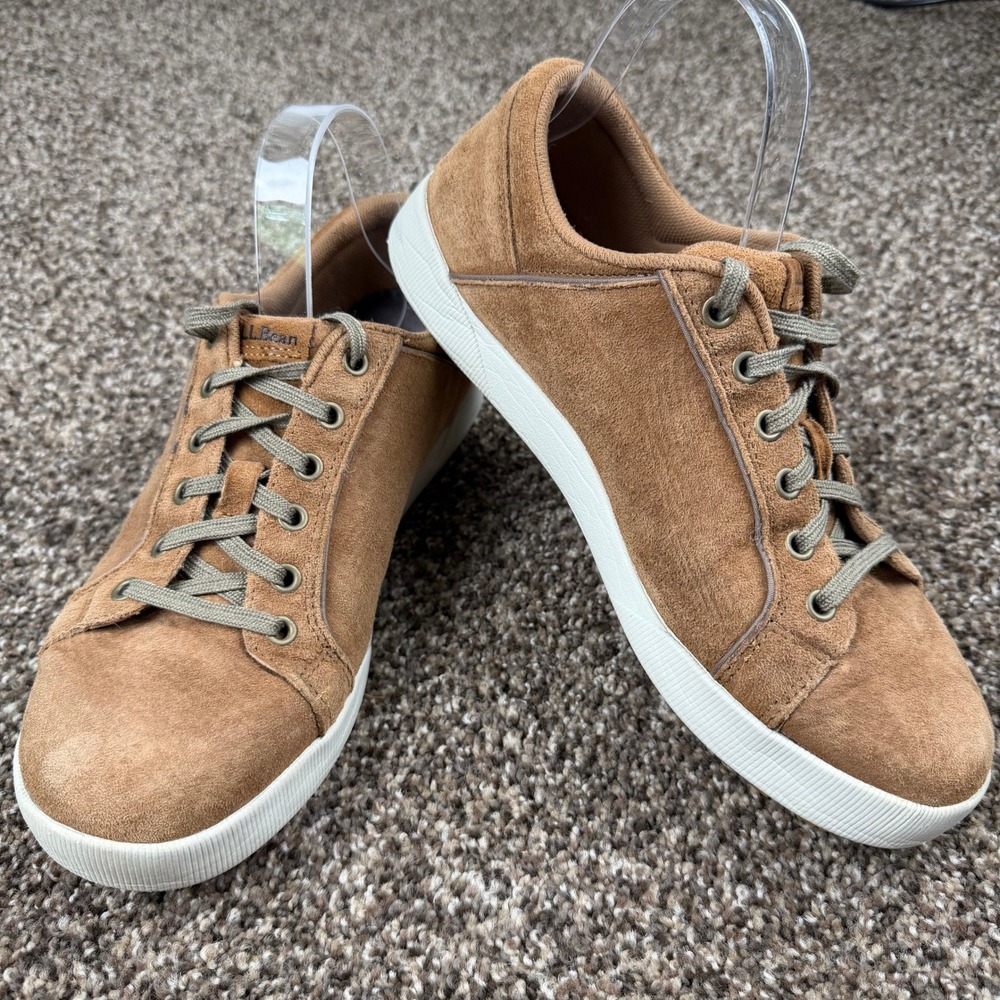 LL Bean Mens Vista Low Lace Up Brown Suede Sneakers 9.5 M